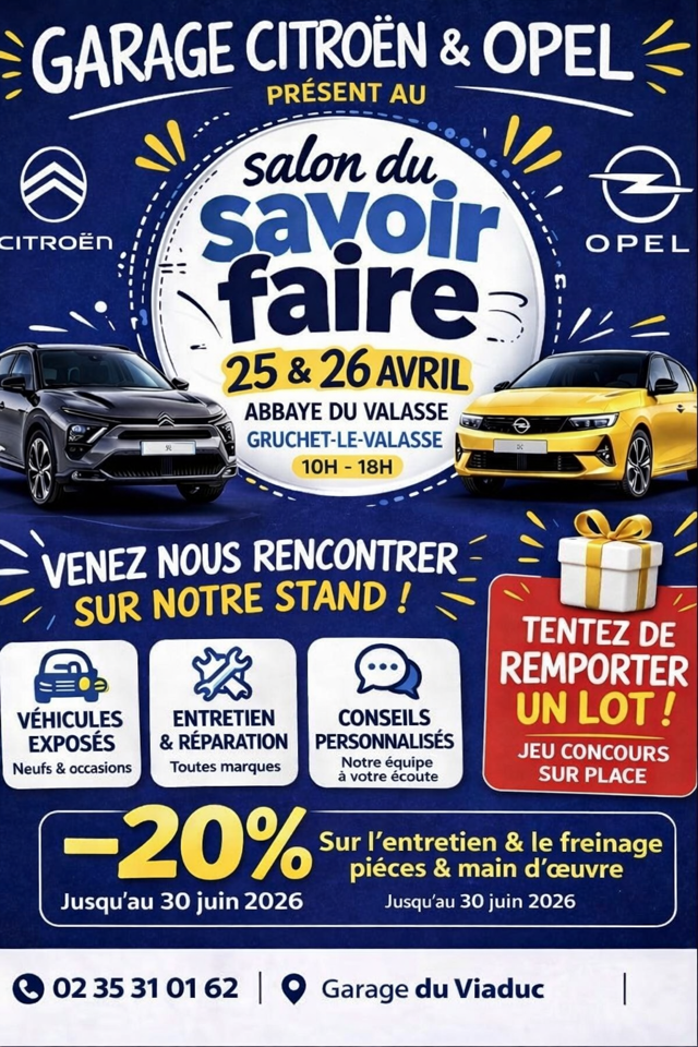 SALON DU SAVOIR FAIRE LE 25 ET 26 AVRIL 2026 A GRUCHET LE VALASSE